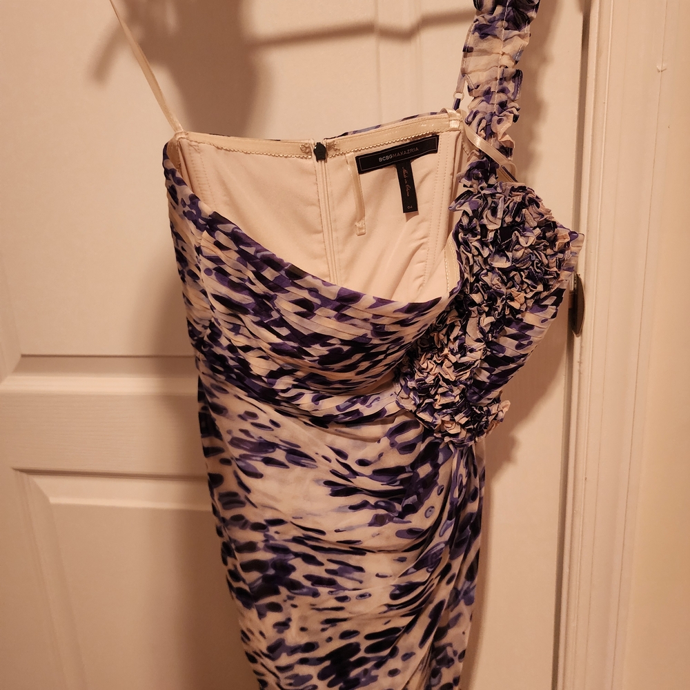 BCBG One Shoulder Purple Patterned Dress